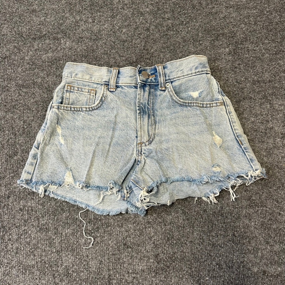 Supré Denim Shorts Womens Size 4 Light Wash Distressed Cotton Raw Hem Casual